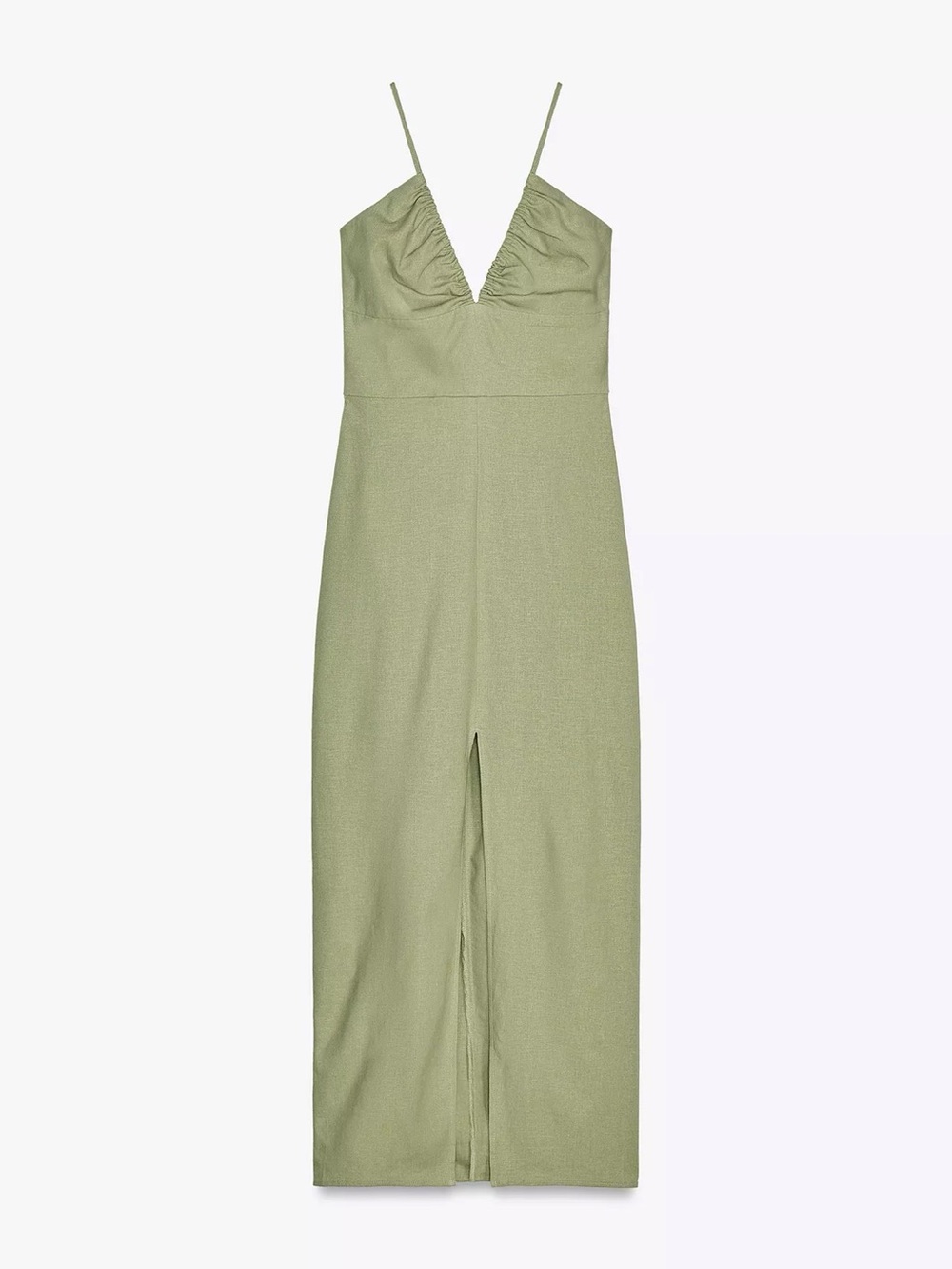 Linen Midi Dress - Light Khaki